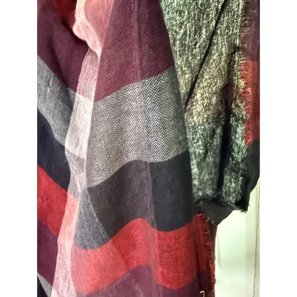burgundy plaid scarf nwt womens large
